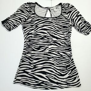 White House Black Market Animal Print Tunic Top WHBM Blouse Size S